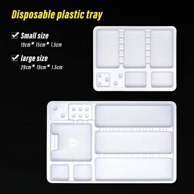 Disposable instrument tray, plastic tray, tool storage tray, large and small trays, plastic tray for dental tools/tattoo tools, nail art tool tray, eyelash extension tool tray, dental tool storage tray