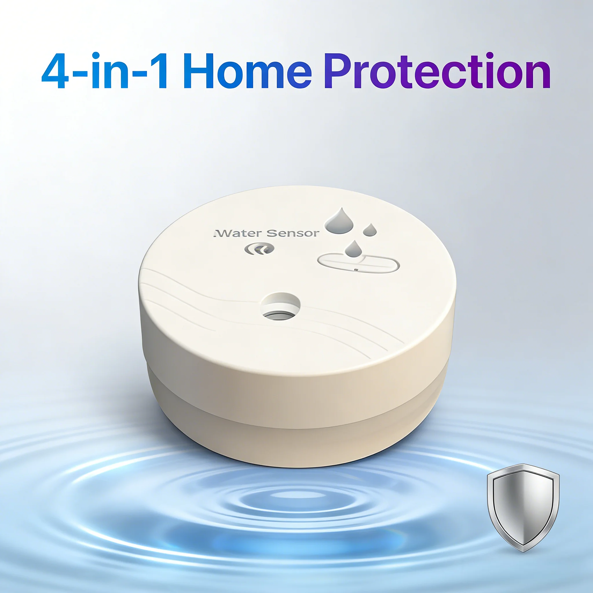 

CE Certified 90dB Water Leak Alarm, 0.5s Triple-Probe Detection, 9V Battery for Home Wet Area Safety