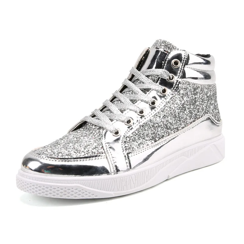 Lynjacye Big Size 48 47 Stage Performance Silver Boots Size 38-48 Men Women Mid Cut Nightclub Shiny PU Leather Boots