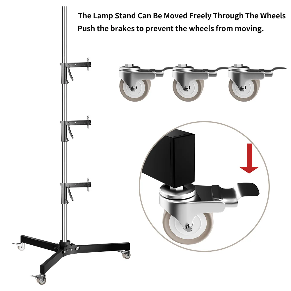 Photography New 63cm-190cm Gun Grip Light Stand 1/4 and 3/8 Screw With Wheels Folding Tripod For Studio Flash LED Light Softbox