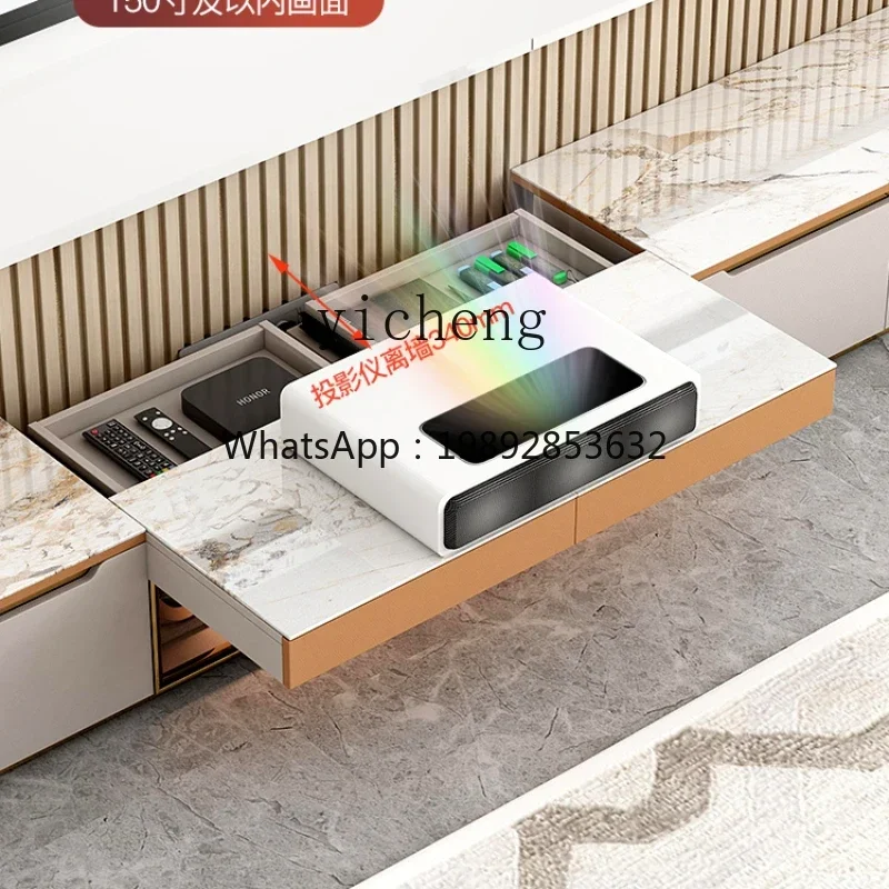 XL laser projection special TV cabinet coffee table floor background wall rock slab platform floor cabinet