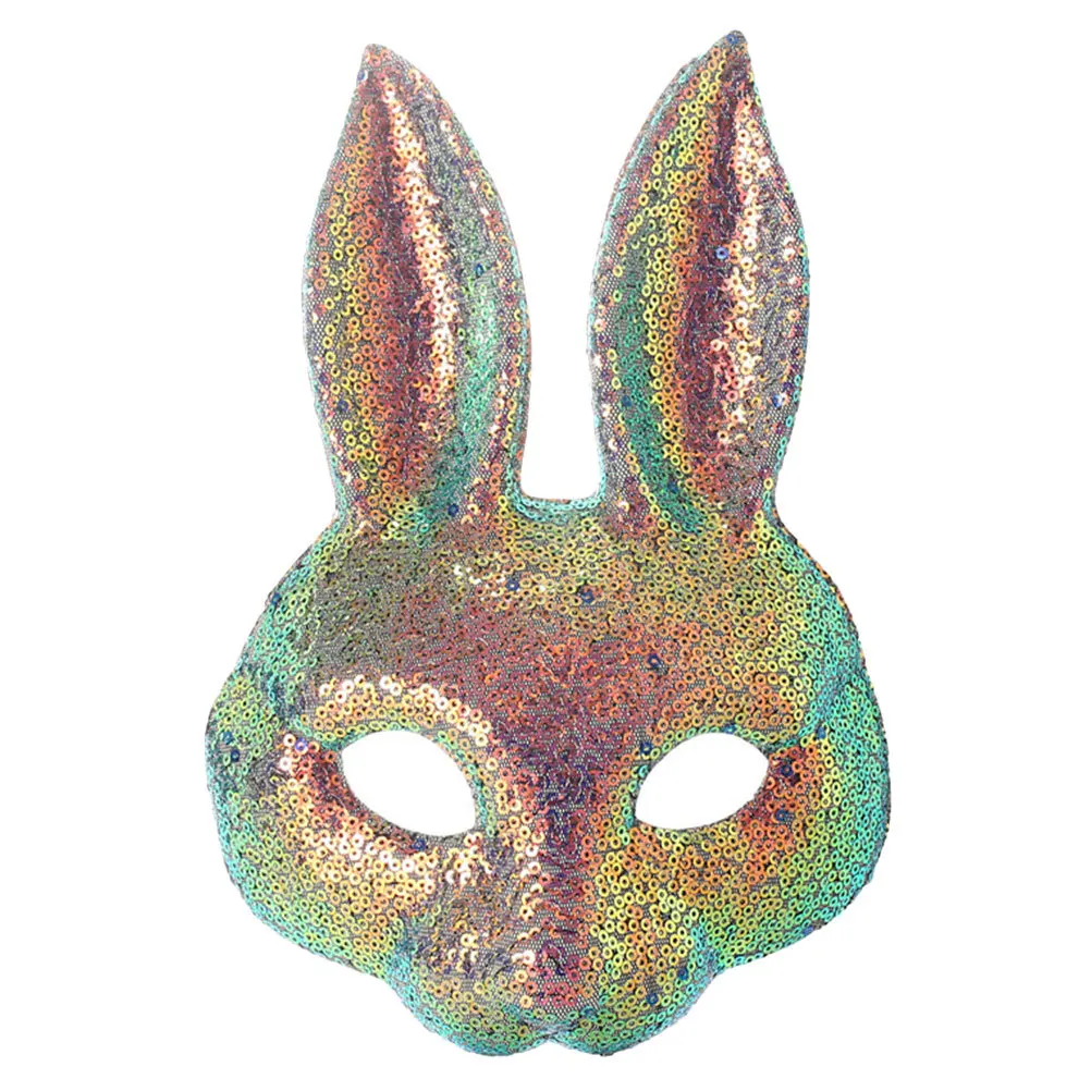 

Half Face Bunny Mask Sparkling Sequin Rabbit Mask Halloween Easter Party Cosplay Prop Rabbit Halloween Masks Easter Party Decor