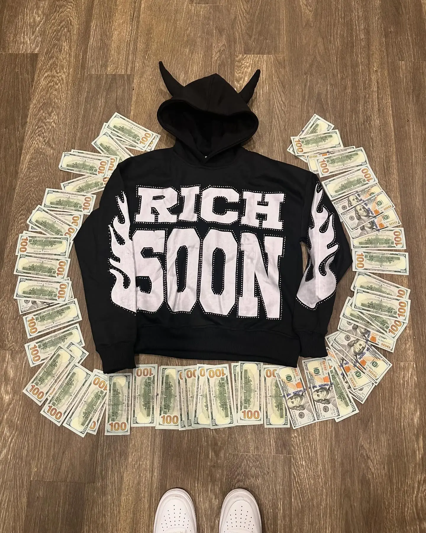 Harajuku RICH SOON Letter Printed Hoodies for Men Gothic Personality Demon Loose Pullover Y2k Oversized Couple Street Sweatshirt