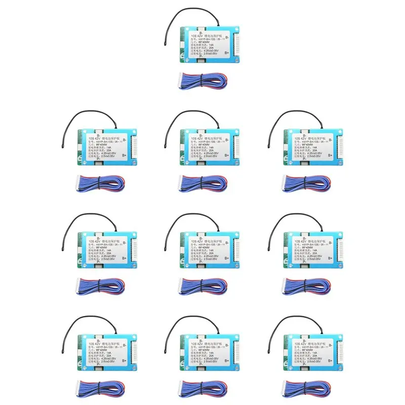 A55T 10X 10S 42V 15A For BMS Polymer Cell 18650 Lithium Battery Protection Board With Balance Built-In Temperature Control