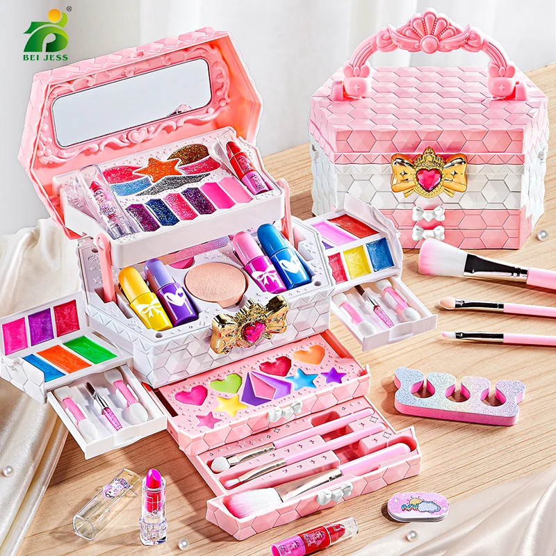 Kit de Maquillage pour Fille, Simulation de Cosmétiques, Valise, Verhéritage à Ongles, Rouge à Lèvres, Boîte de Jeu, miles, Jouets à la Mode pour 6 Ans, Cadeaux d'Anniversaire