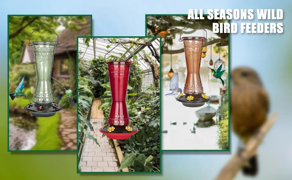 Glass bird drinkers and feeders wholesale outdoor garden use hummingbird feeder