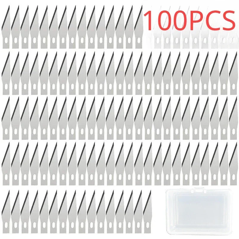 Vvocci Holzschnitzerei Frucht-Lebensmittel-Bastel-Skalpell Neu 50/100 Stück DIY-Skulptur-Schneidwerkzeug Metall-Gravurklingen Messer Holzschnitzerei – Detail 1
