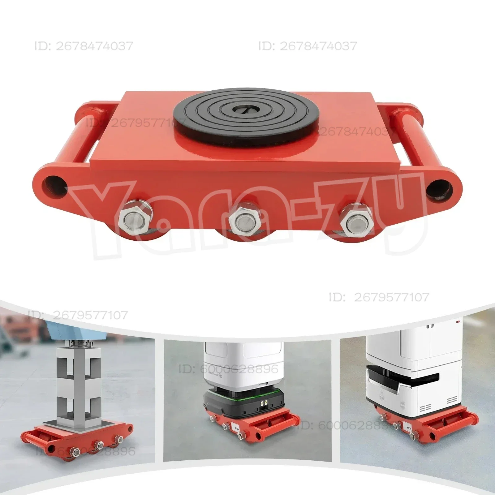 6 Rollers Cargo Trolley Industrial Heavy Duty Machinery Mover 8T/17600lbs Dolly Skate