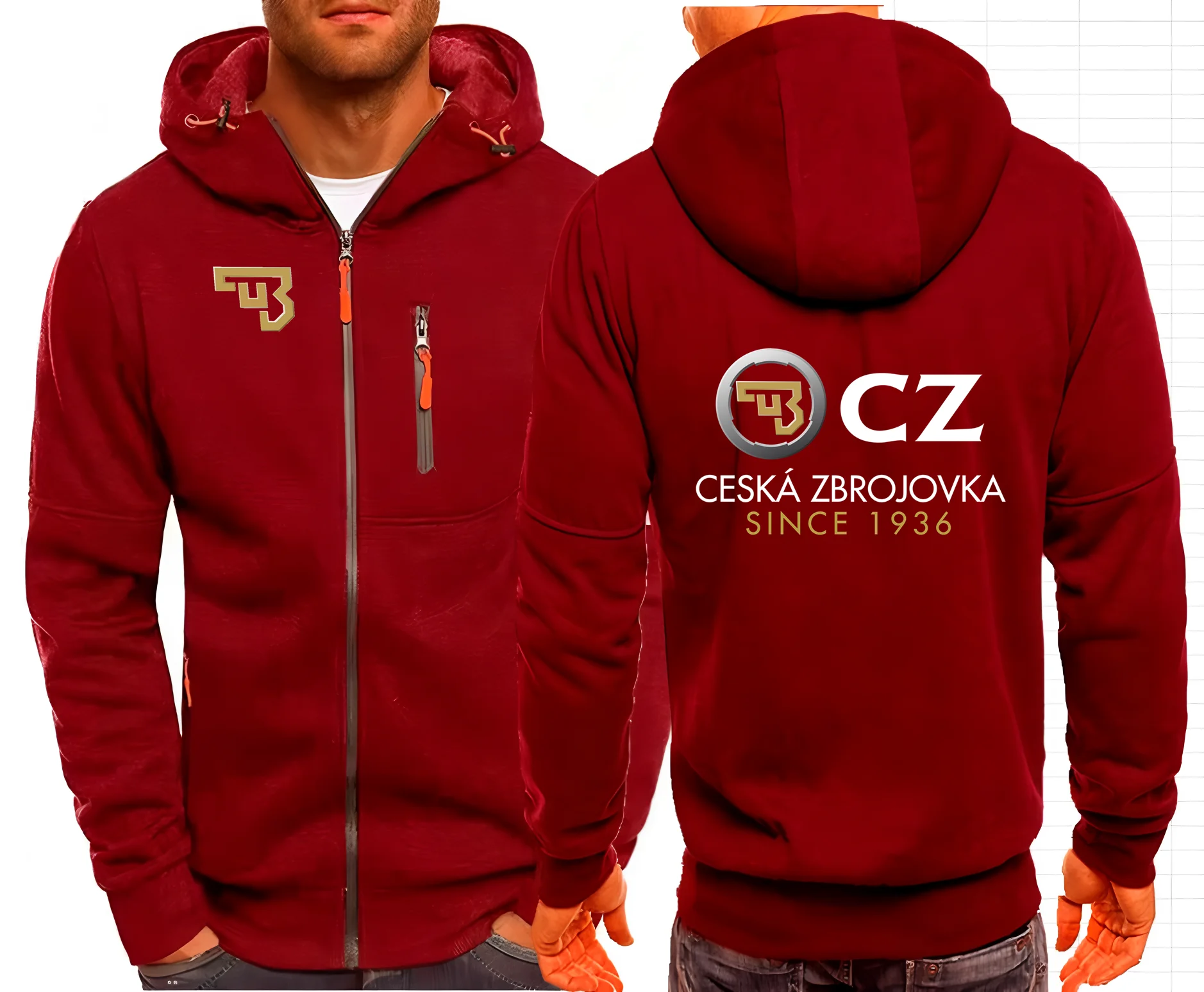 2025 CZ Ceska Zbrojovka Felpa con cappuccio da uomo alla moda Felpe con cappuccio casual Pullover Felpe con cappuccio con cerniera superiore da uomo Felpa S-4XL