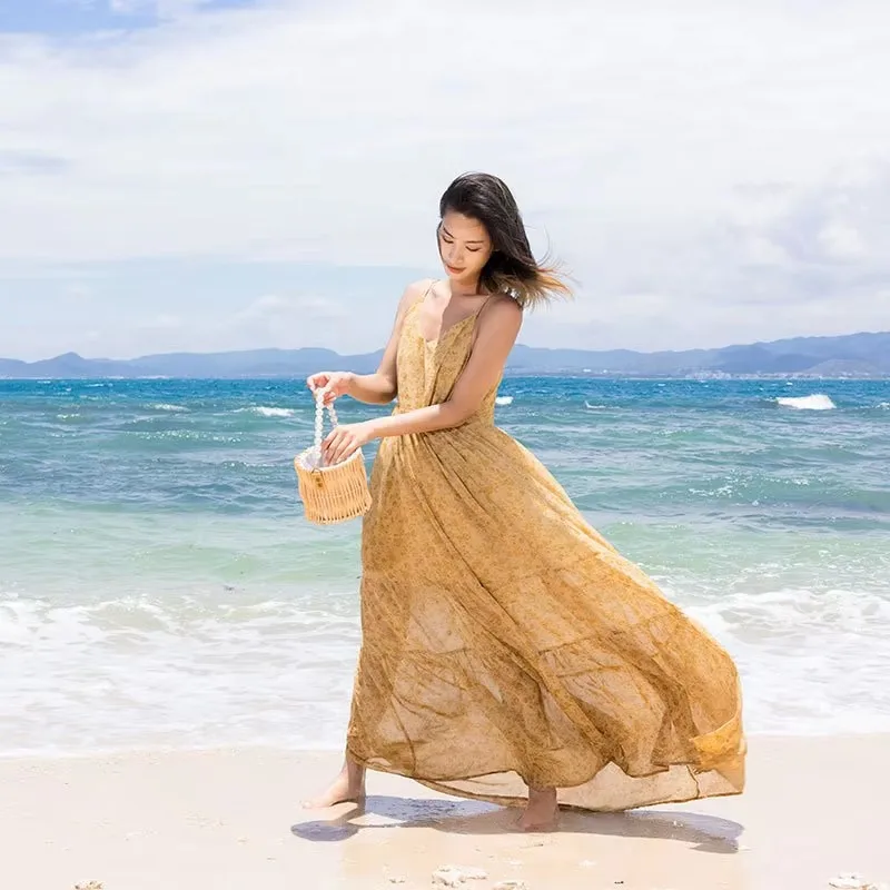 yellow dress for beach Linen Beach Dress Baby Yellow  ATTIRE THE STUDIO