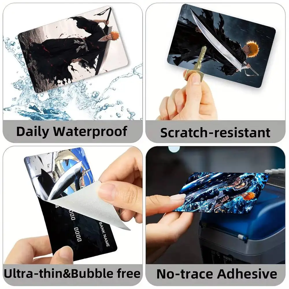 B-BLEACH Ichigo Kurosaki Credit Card HD Stickers Small Chip Waterproof Sticker Game Card Decal Gift