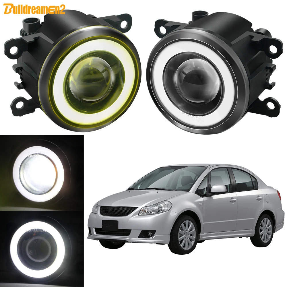 2 X Car Front LED COB Fog Light 30W Angel Eye Fog DRL Daytime Running Lamp For Suzuki SX4 (EY, GY) Sedan Neo Baleno 2006-2014