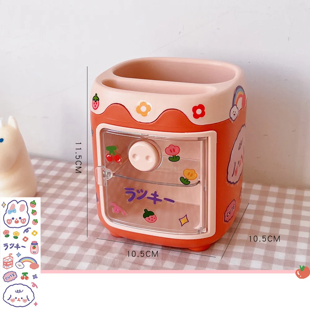 Imagem -03 - Cute Pig Pen Pencil Pot Holder Brush Storage Container Organizador de Mesa Papelaria Washi Tape Multifuncional Material de Escritório