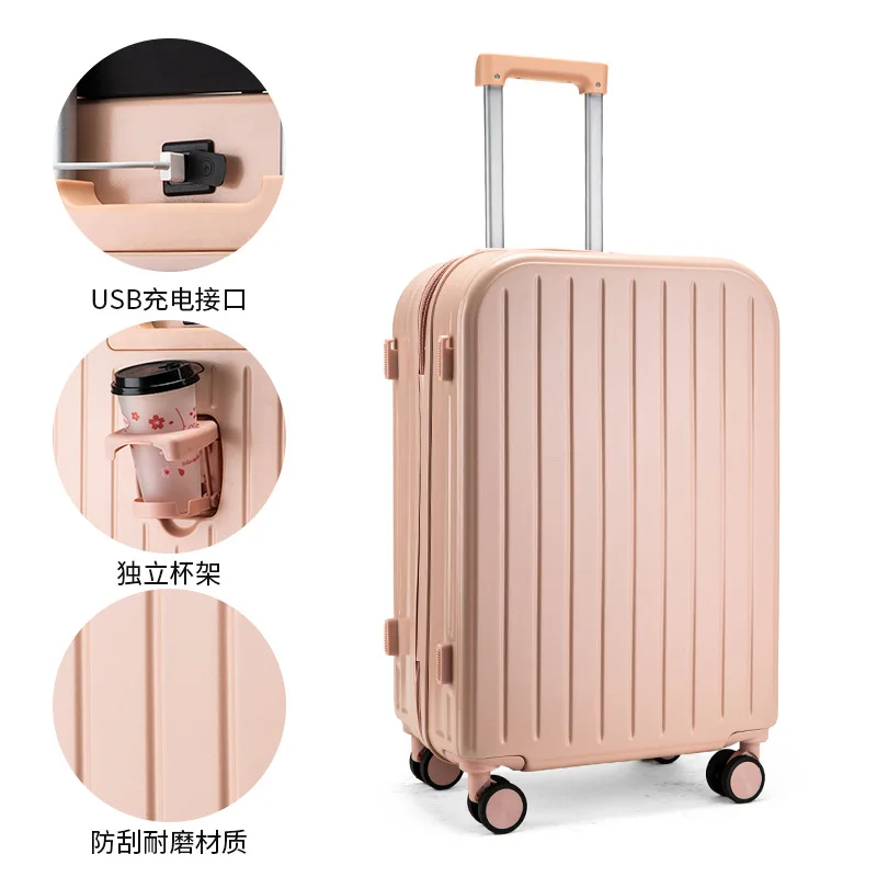 (006) Small fresh luggage password box travel suitcase durable trolley boarding case