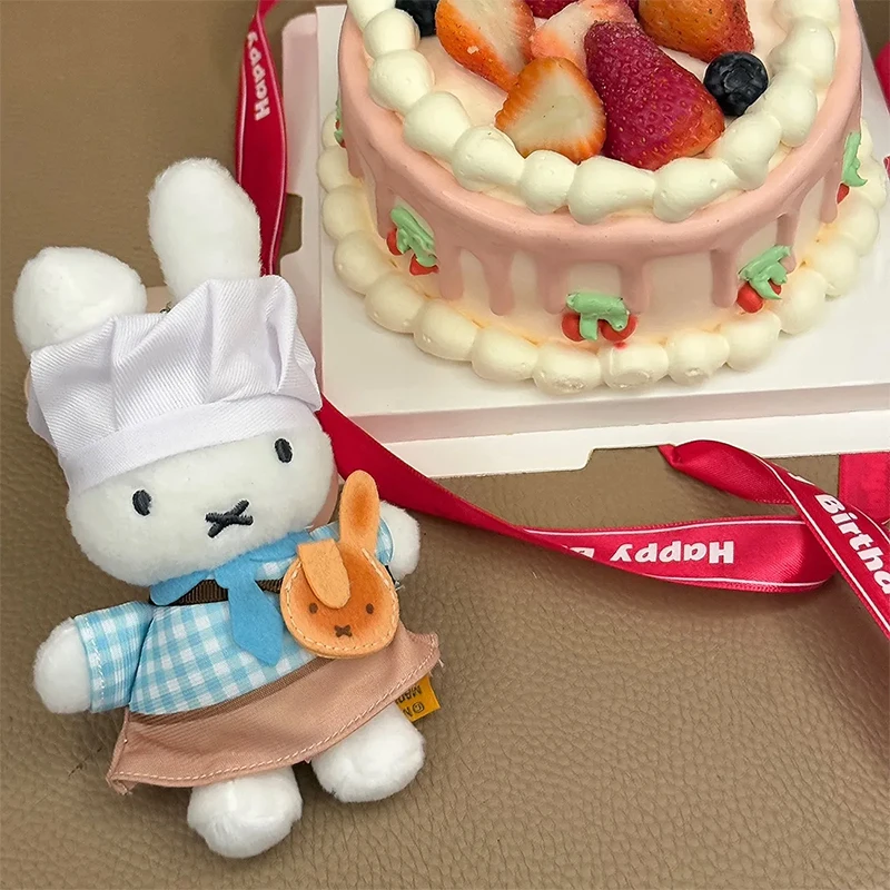 Pendentif en peluche Miffy Kawaii, série de cuisine, jouet en peluche, accessoires de sac à dos, poupée en peluche mignonne, porte-clés Dopamine, cadeaux