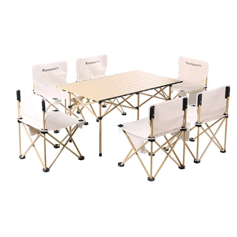 Outdoor folding table chair camping table aluminum alloy picnic table set portable and liftable