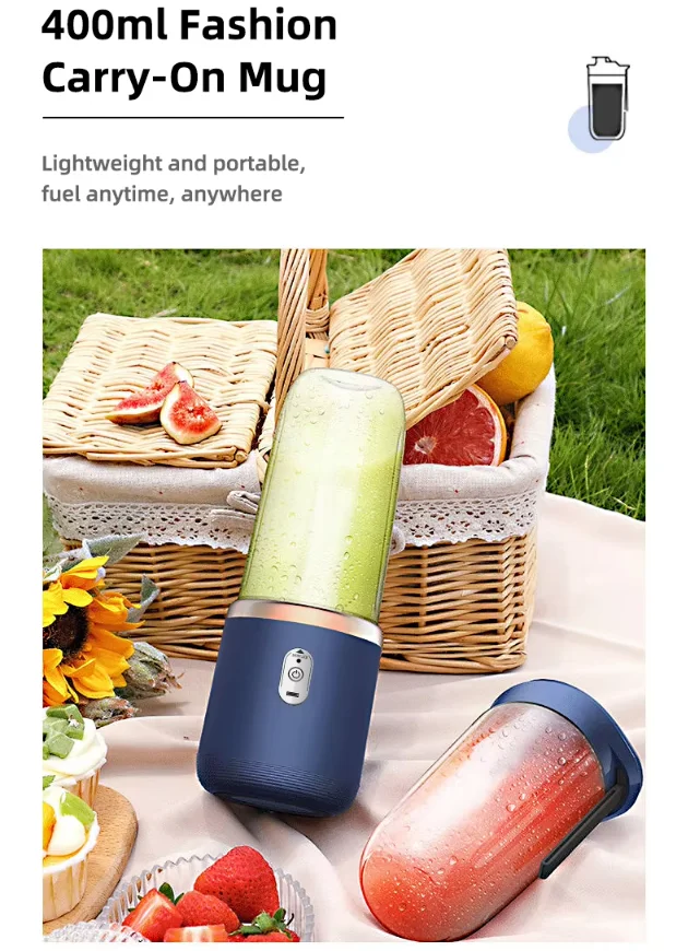 Portable Blender Bottle Electric 6 Blades Multifunction Juice Blender Fresh Juice Smoothie Blender Ice CrushCup Food Processor image 4