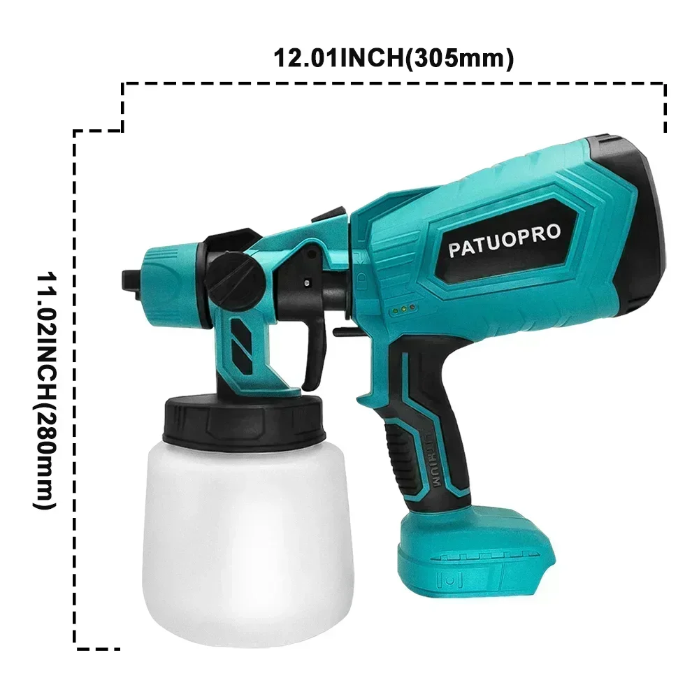 マキタ用ワイヤレス電気ペイントスプレーガン,1000ml,エアブラシ,カー家具,コーティング,18Vバッテリー,バッテリーなし