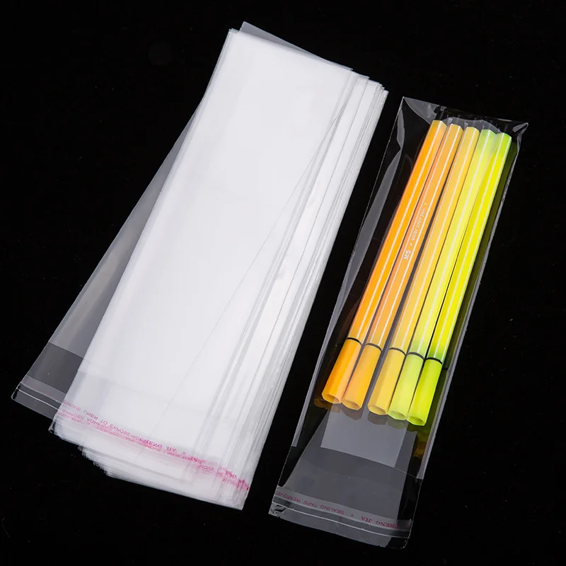 1000pcs Transparent Self Adhesive Bags Accessories Pen Gift Packaging Cellophane Bag Necklace Storage Small Long Bag Wholesale