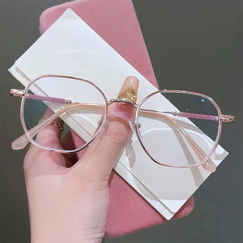 0 bis + 4,0 Metall Polygon Lesebrille Advanced Feeling Funkelndes Temperament Lesebrille Anti-Blaulicht-Brille für ältere Menschen – Detail 3