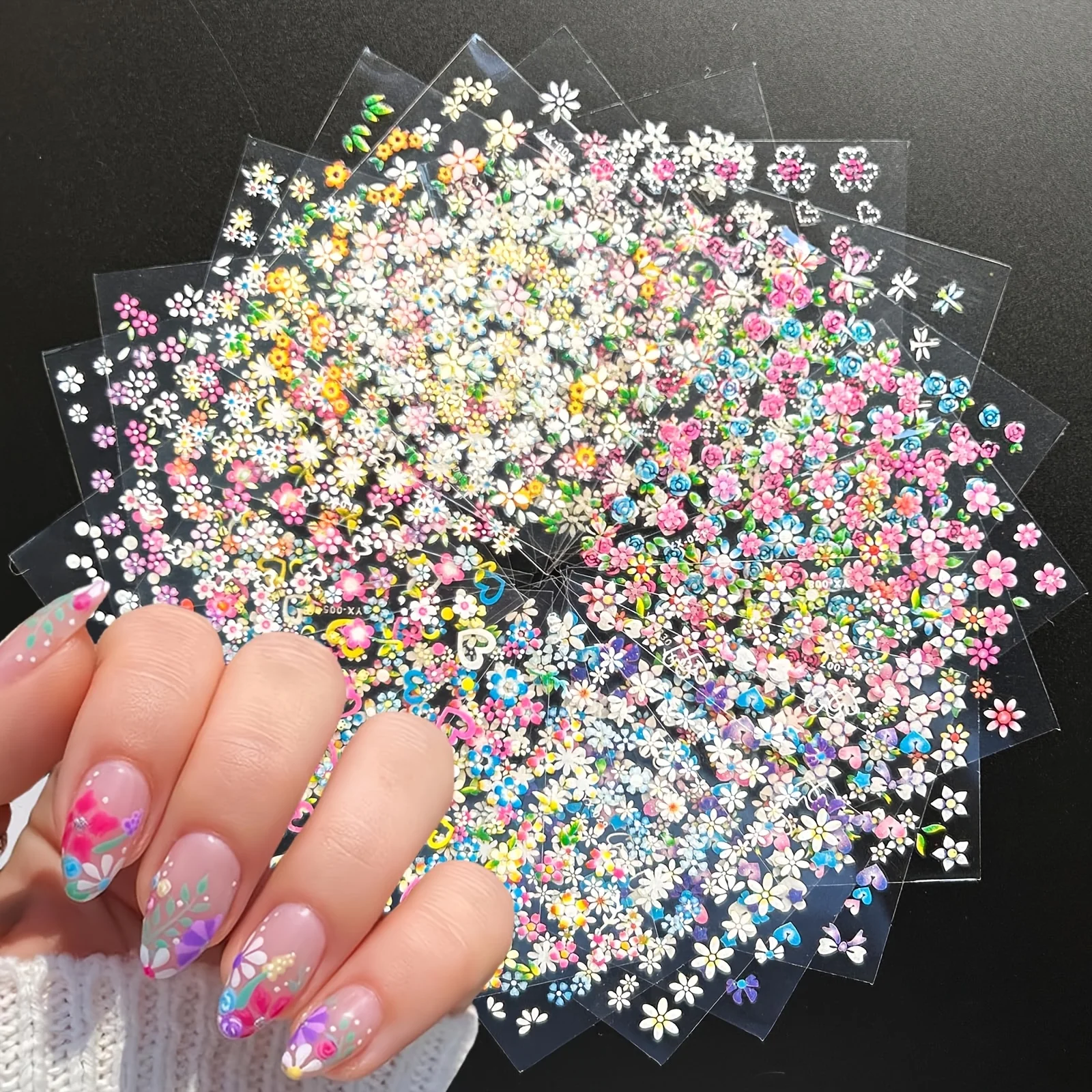 30 Sheets Flower Nail Stickers for Nail Art Colorful Self Adhesive Daisy Nail Decals Spring Summer Nail Art Stickers Cute Floral
