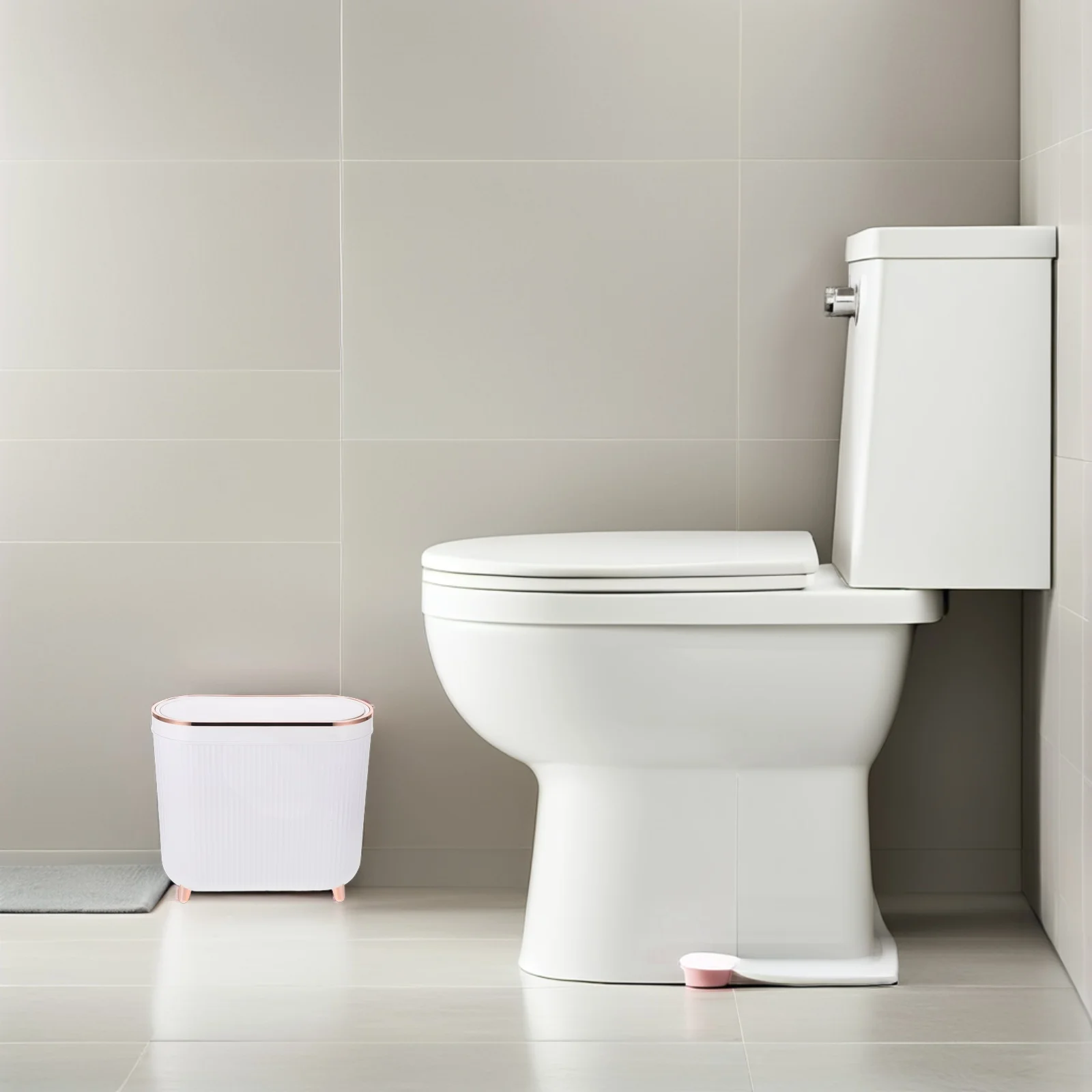 

12L Bathroom Garbage Can with Lid Narrow Waste Basket for Small Bathrooms Modern Contemporary Design Odor Sealing