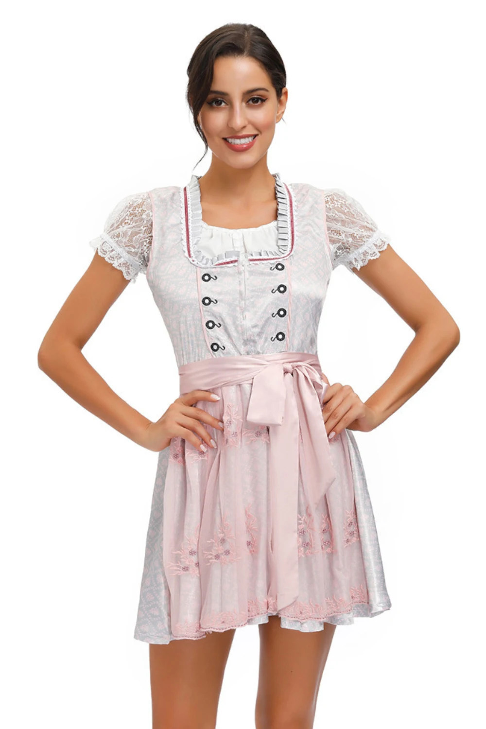 Robe Cosplay Dirndl de Demoiselle d'Honneur Sexy avec Chemise Tablier pour Femme, Ensemble de Costumes d'Octoberfest, Tenue Traditionnelle Allemande de Bière