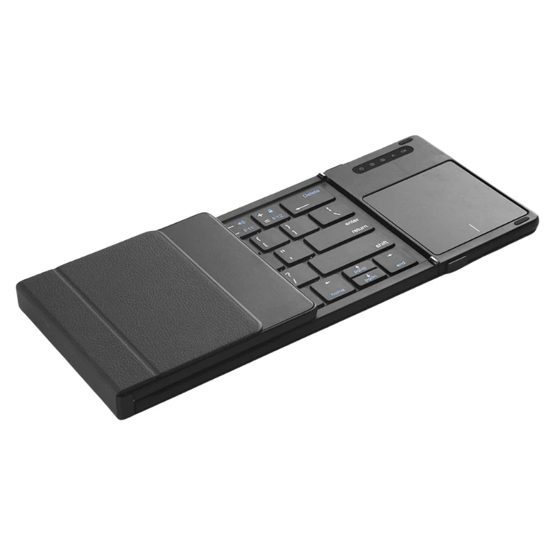 

B077T Trifold Wireless Keyboard with Touchpad 140mAh Rechargeable for Laptops, Tablets, and Smartphones Small Keypad