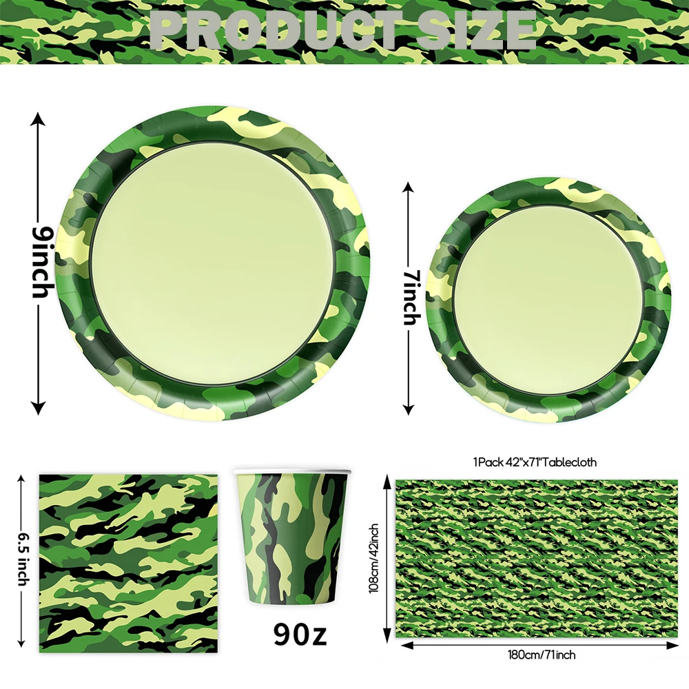 Camouflage Military Birthday Decoration Tableware Camo Paper Plates Napkins Tablecloth Banner Balloons Army Theme Party Supplies