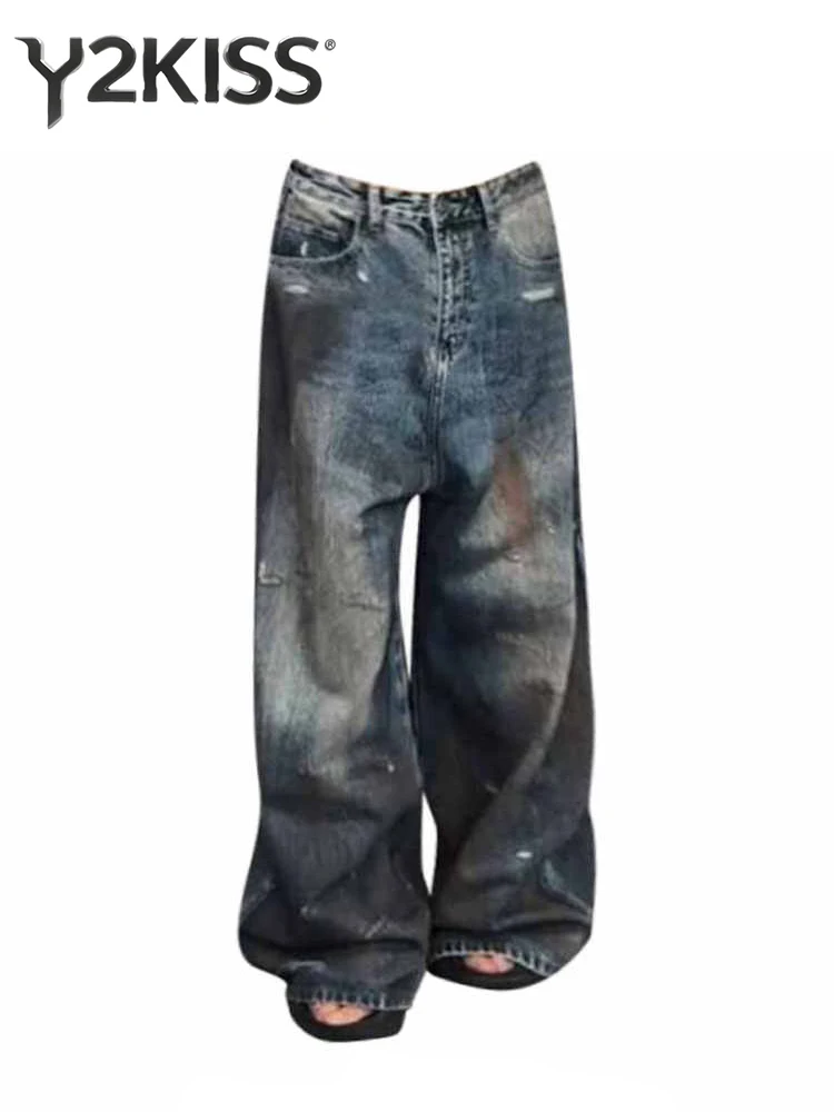

Women's Baggy Jean Denim Pants Tie Dye Cyber Punk Men American Retro Abi Y2K High Street Goblin Core Cowboy Japanese Harajuku