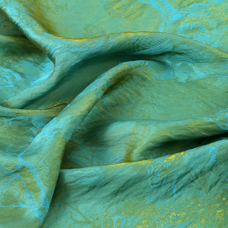 

Женское платье-ципао из вискозной жаккардовой ткани с узором «Зеленые горы», легкий материал для шитья, весна-лето