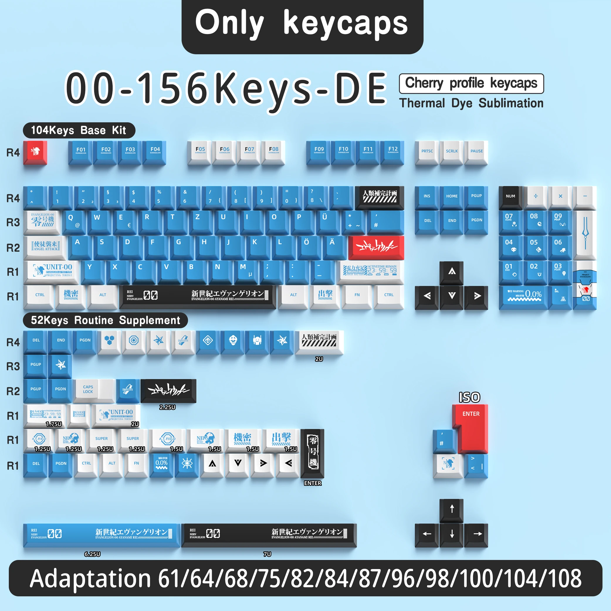 Duitse Keycaps Keyboard Cherry Profile Pbt Sub Dye Iso Layout De Keycaps 136-156 Toetsen Voor Mechanisch Toetsenbord 7u-ruimte