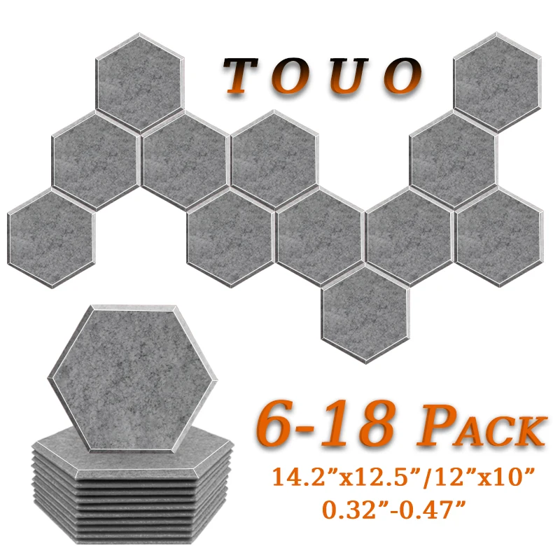 TOUO 6/12/18 Pcs Acoustic Panel Room Sound Insulation Ceiling Flame-Retardant Sound Absorbing Material Studio Acoustic Treatment