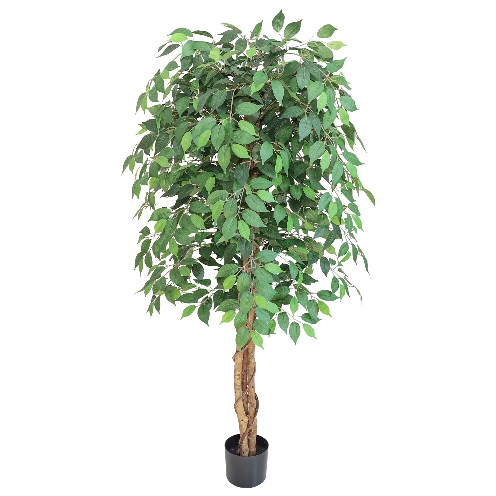 

6ft Realistic Artificial Ficus Tree - Lush Fake Plant with Textured Trunk & Green Leaves, No Maintenance Indoor/Outdoor Decor