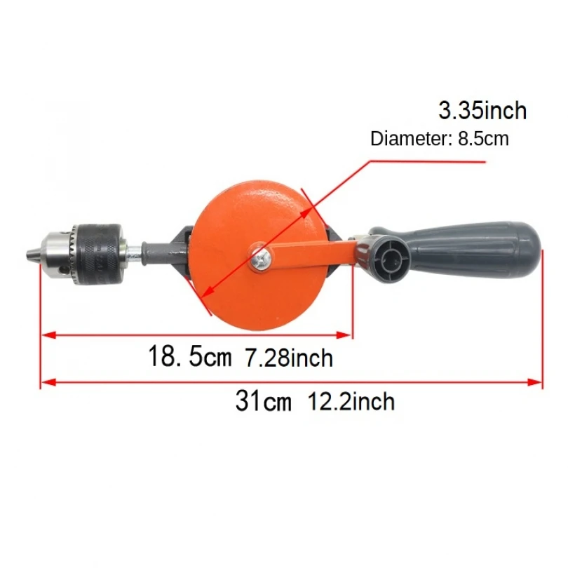 Humanized Durable Handle3/8 Inch Manual 45 Carbon Steel Crank Manual Drill for Woodworking