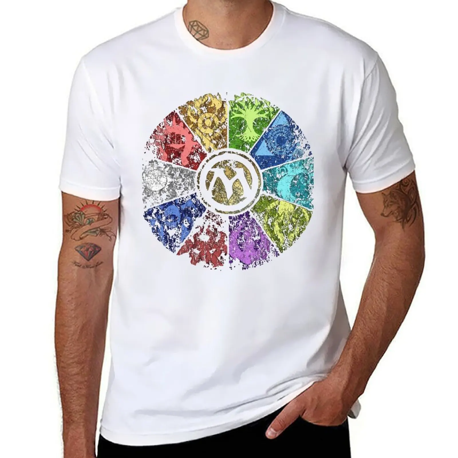 

MTG Faded Guild Wheel T-Shirt t shirt man plain t shirt men 100% cotton luxury brand T-Shirt