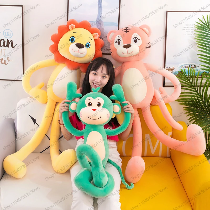 Cute Long Leg Animal Plush Pillow Lion Monkey Stuffed Doll Leg Rest Birthday Gift For Kids Girls Home Bedroom Decor Soft Fluffy