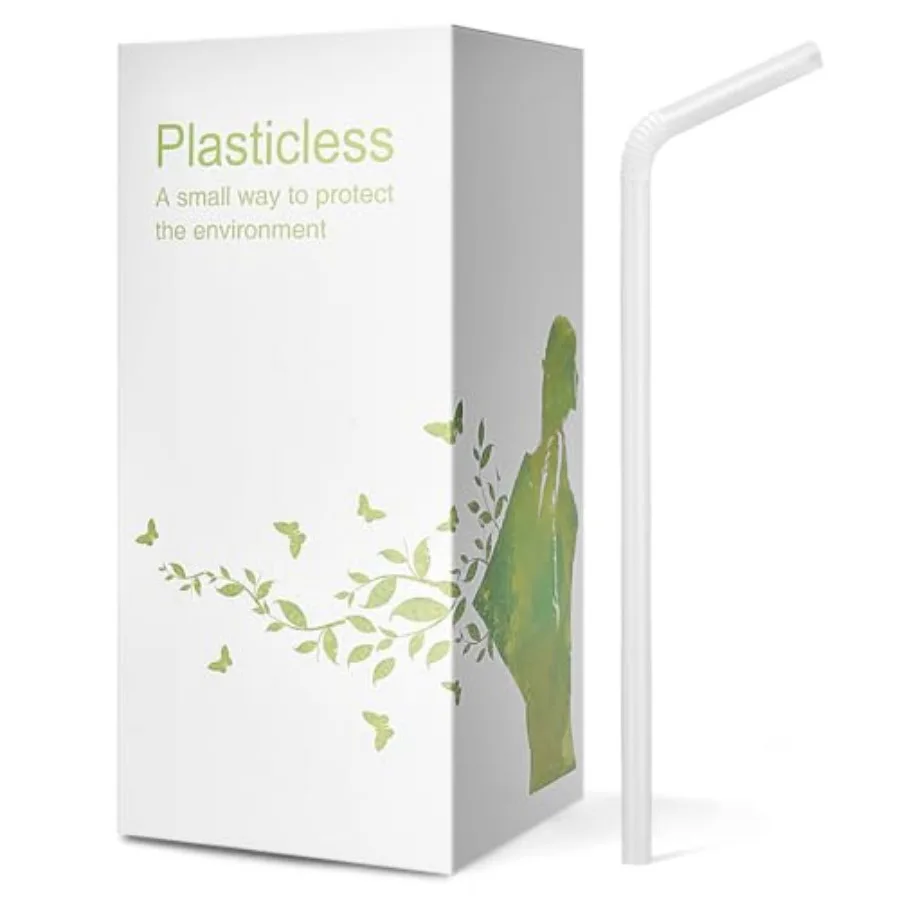200 Count 100% Plant-Based Compostable 10.25 in Long PLA Straws-Plasticless Biodegradable Bendy Drinking Straws-A Fantastic Eco