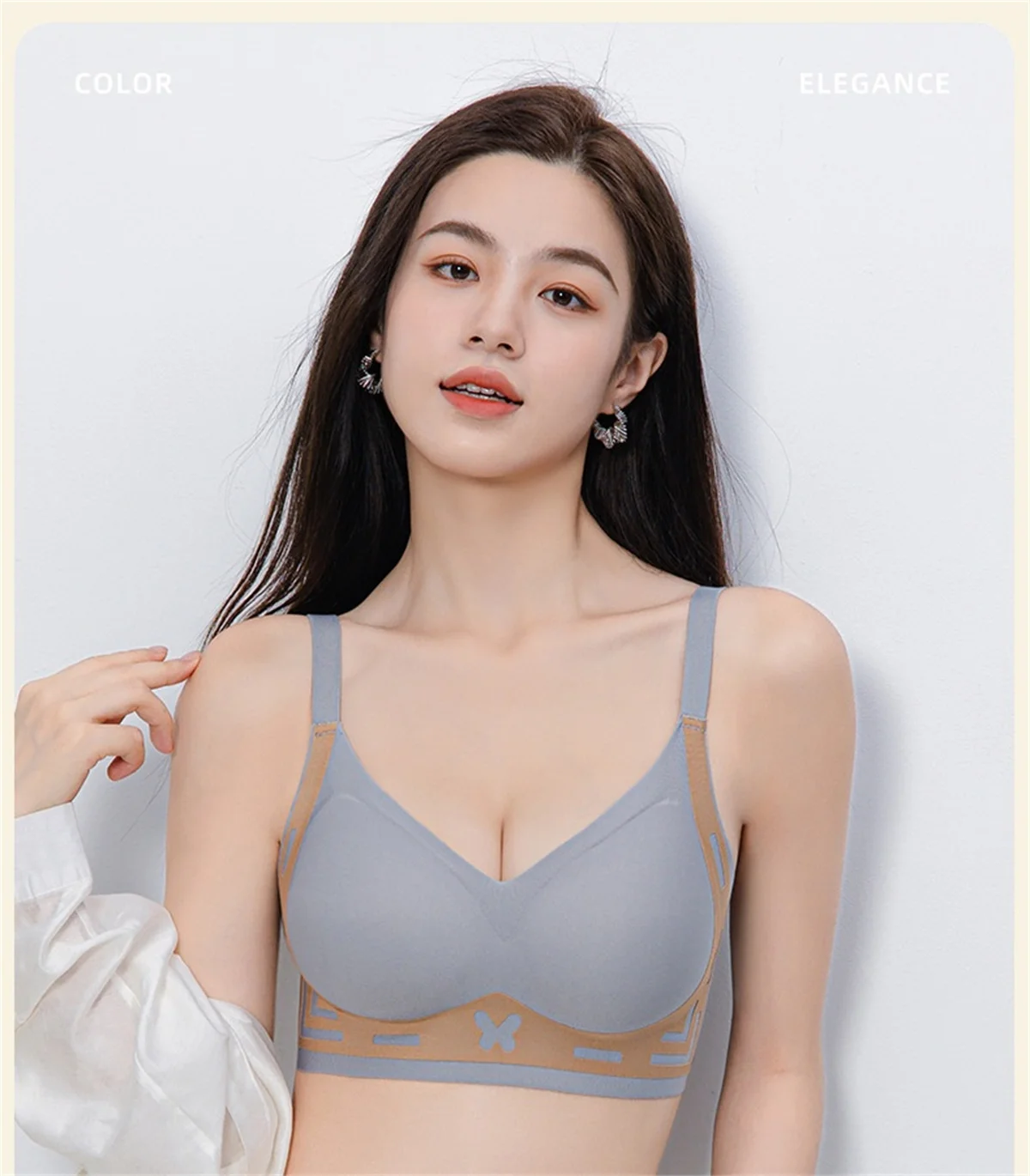 Soutien-gorge de soutien doux sans trace pour femme, couleur contrastée, soutien-gorge élévateur, sous-vêtements, grande poitrine, petit rassemblement, la paire de sous-vêtements