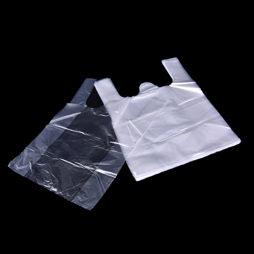 52pcs 20*30cm Plastic T-shirt Design Retail Shopping Bags Supermarket Packaging with Handles,