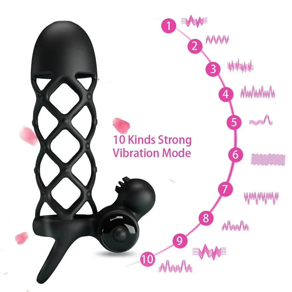 Vibrating Sleeve for Penis Ring Cock Ring G-Spot Vagina Clitoris Stimulator Cockring Adult Sex Toys For Man Couples