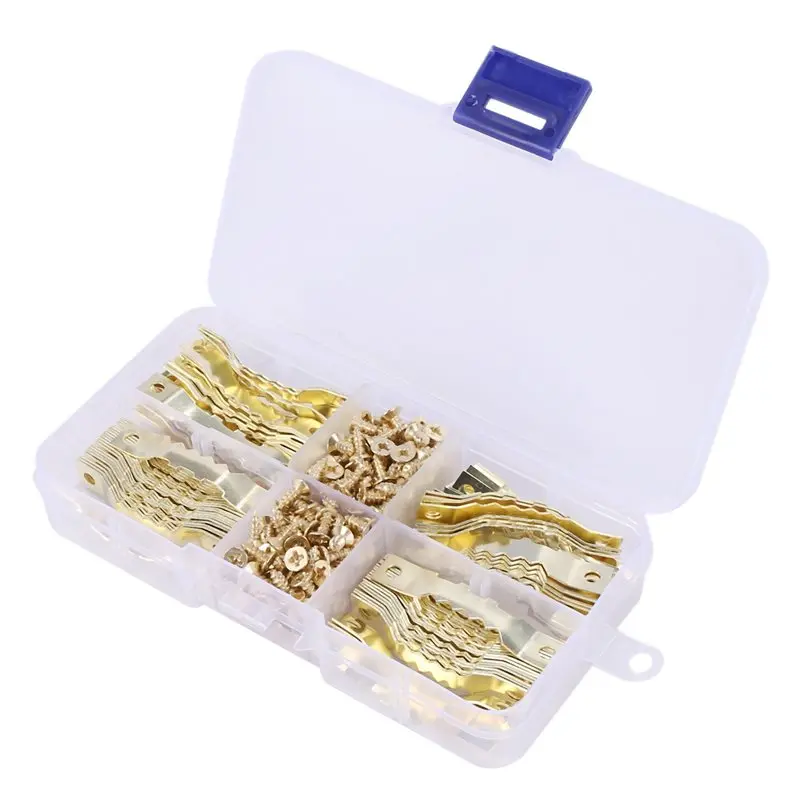 ABLJ 500 Sets Golden Saw Tooth Picture Frame Hangers Hanging Photo Oil Painting Mirror Hooks Hardware With Screws