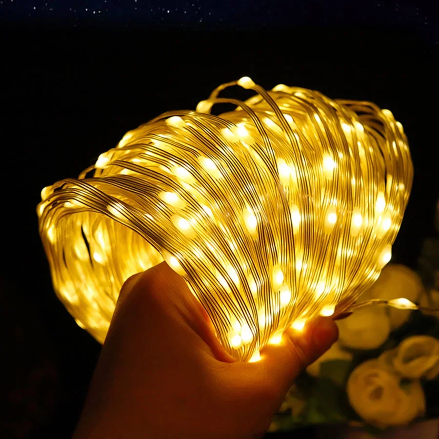 20/50/100M Solar Powered Rope Light Outdoor Solar Rope Fairy String Light Waterproof PVC Tube Fairy Light for Garden Patio Decor