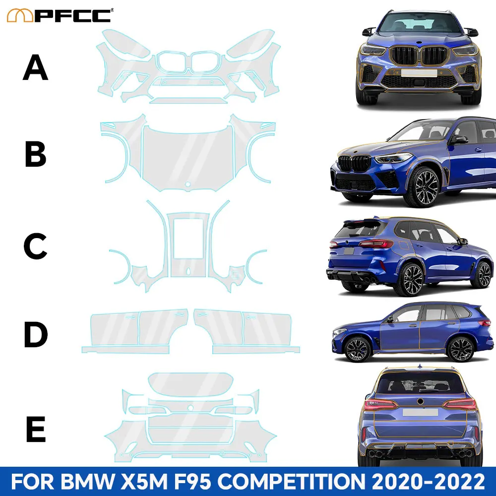 For BMW X5 M F95 COMPETITION 2020-2022 TPU Paint Protection Film Pre-Cut PPF Car Body Clear Bra Anti-Scratch Resistant Invisible