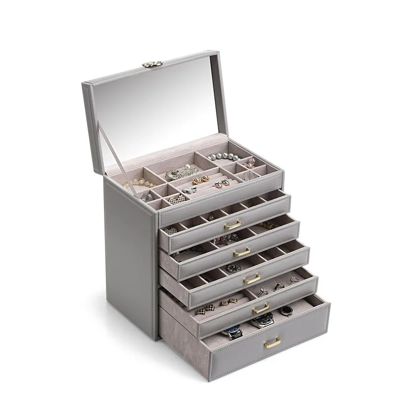 

Big Size Jewelry Box Drawer Ring Necklace Earrings Jewelry Boxes Organizer Bangles Tray Display Women Trinkets Separator Storage