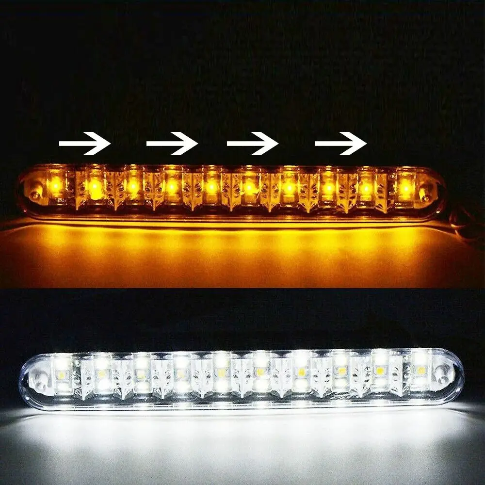 

Bad Weather 12V LED Daytime Running Light 30 LED Super Bright Amber Turn Signal Waterproof Daytime White Fog Lamp Trucks