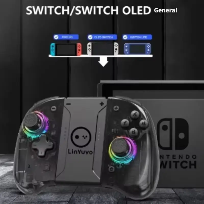 Linyuvo Bluetooth Game Controllers Colorful Rgb Light Effect Switch Joy Con Macro Function Controller Wallpaper Engine Celeste