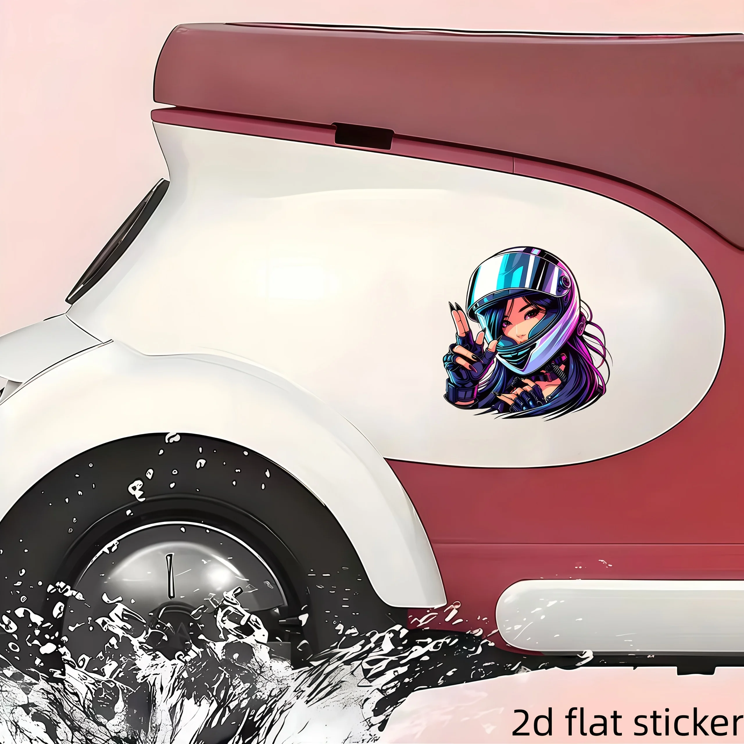 Anime Helmet Biker Girl Waterproof Vinyl Stickers for Car Motorcycle Laptop Luggage view 6