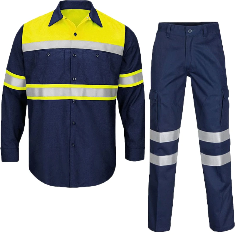 

Summer Cotton Work Clothing Hi Vis Long Sleeves Reflective Safety Working Uniform Porter Construction Electric Worker Coverall