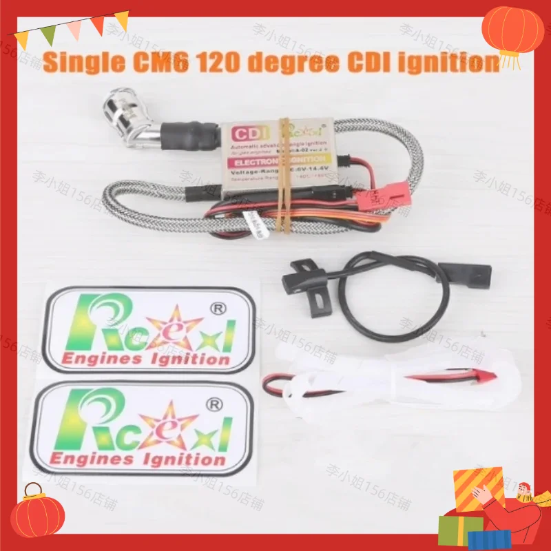 Фото Новый оригинальный CDI-зажигатель RCEXL NGK-CM6 10 мм, 90/120 градусов, 14,4 В для одноцилиндровых/двухцилиндровых двигателей DLE с автоматической регулировкой угла зажигания
